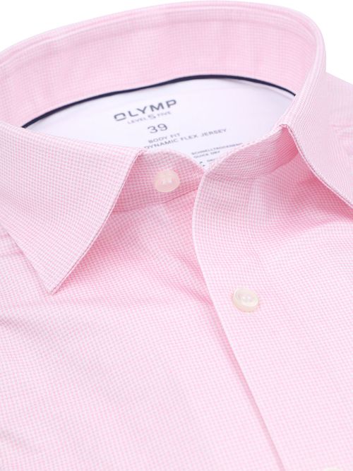 OLYMP Chemise Level 5 24/Seven Pied De Poule Rose Product / Detail