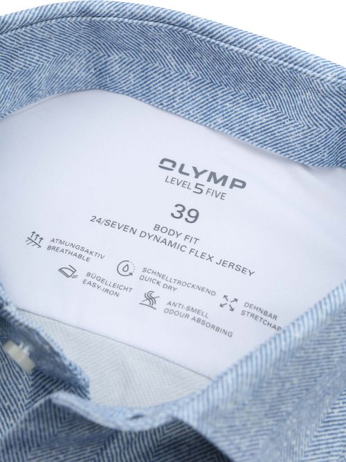 OLYMP Hemd Level 5 24/Seven Herringbone Blauw Product / Detail