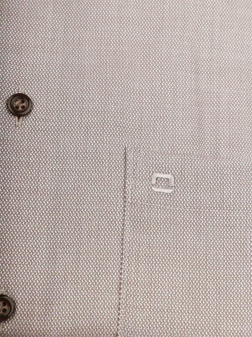 Koszula OLYMP Luxor z krótkim rękawem i strukturą w kolorze taupe Product / Detail