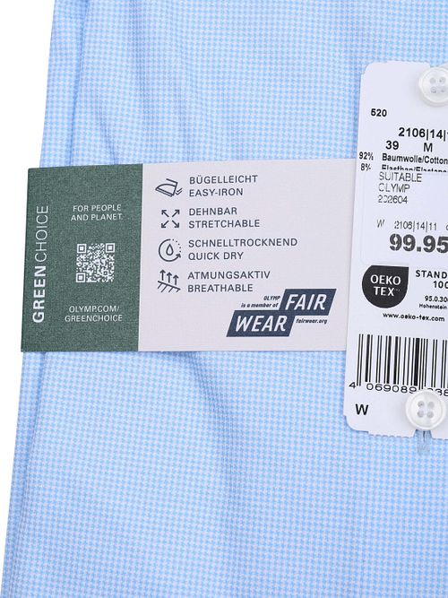 OLYMP Level 5 24/Seven Camisa Elegante Pied De Poule Light Blue Product / Achterkant
