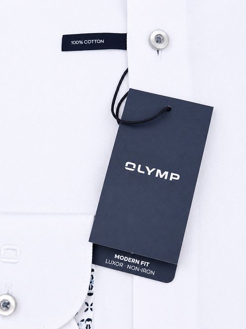 Olymp Luxor Overhemd Fine Herringbone Wit