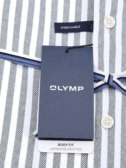 Olymp Japanese Knitted Overhemd Stripe Groen