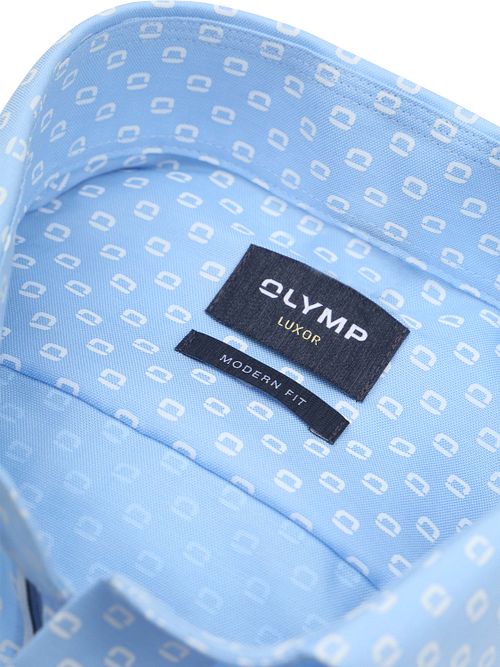 Olymp Luxor Overhemd Print Logo Blauw Product / Detail
