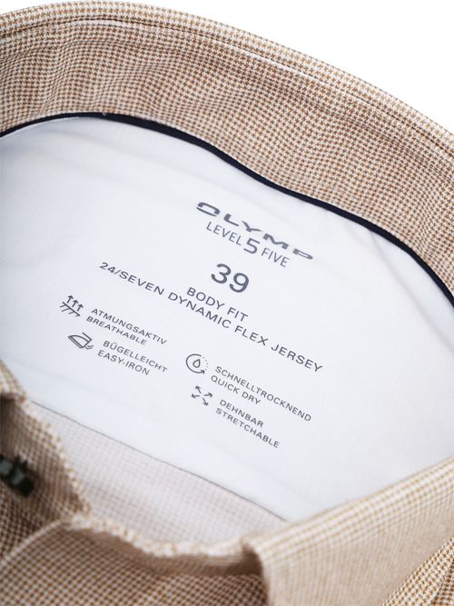 OLYMP Overhemd Level 5 24/Seven Pied De Poule Bruin Product / Detail
