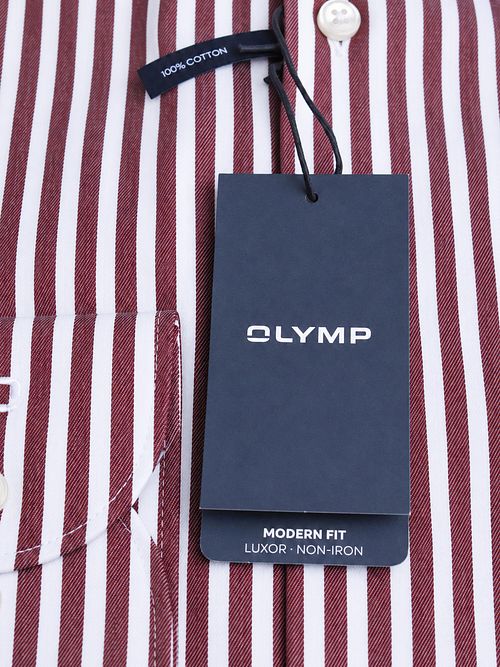 Olymp Luxor Shirt Stripes Burgundy