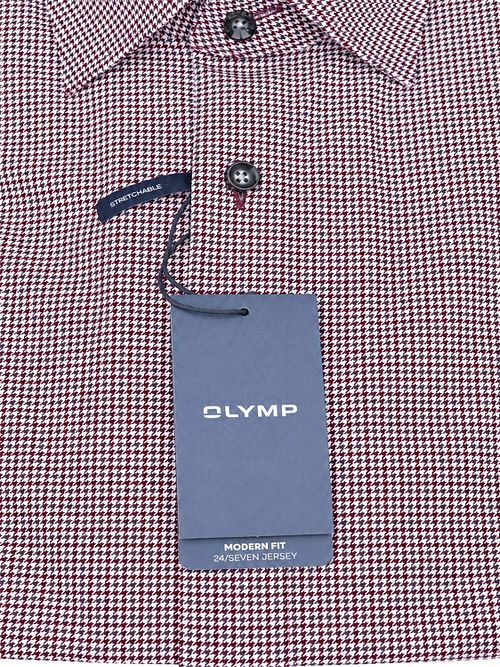 OLYMP Luxor Skjorte 24/Seven Houndstooth Bordeaux