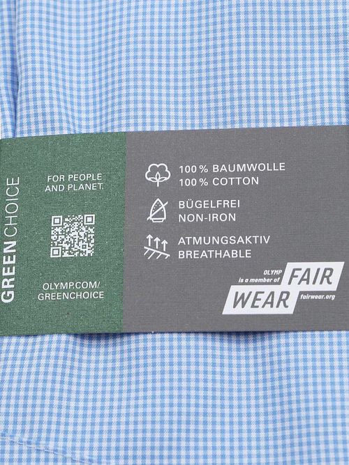 OLYMP Skjorte Luxor Kortermet Rutete Blå Verpakking