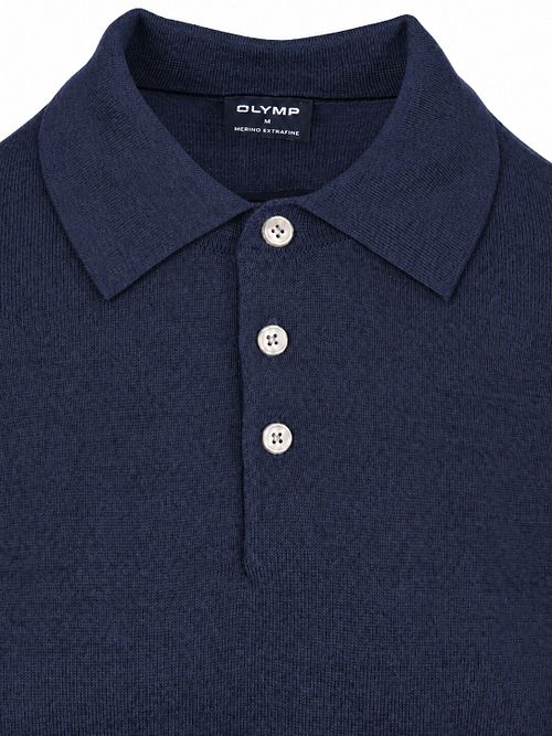 Koszulka polo OLYMP z długim rękawem z wełny, granatowa Product / Detail