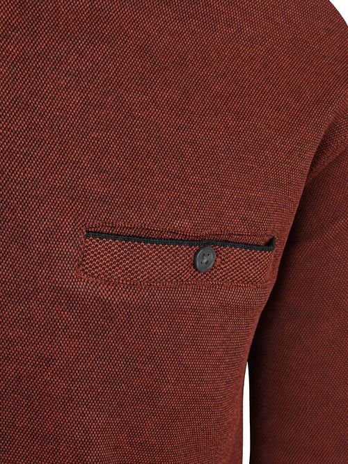 CASAMODA Longsleeve Polo Structure Brique
