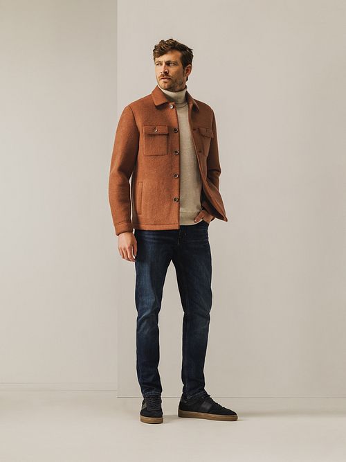 State Of Art Overshirt Wolblend Brique Model / Voorkant