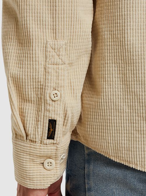 Overshirt PME Legend in velluto a coste dobby écru Model / Detail