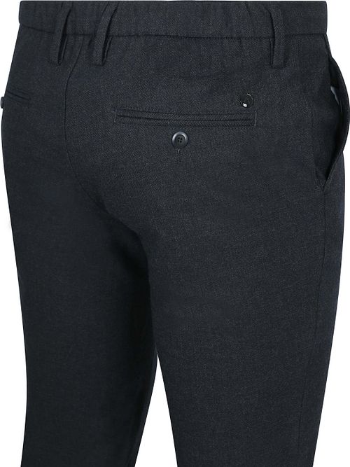 Pantaloni Alberto Jump in flanella a spina di pesce navy Product / Achterkant