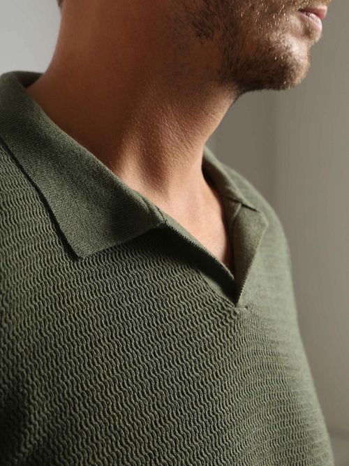 Passer Trøje Riva Struktur Melange Grøn Model / Detail