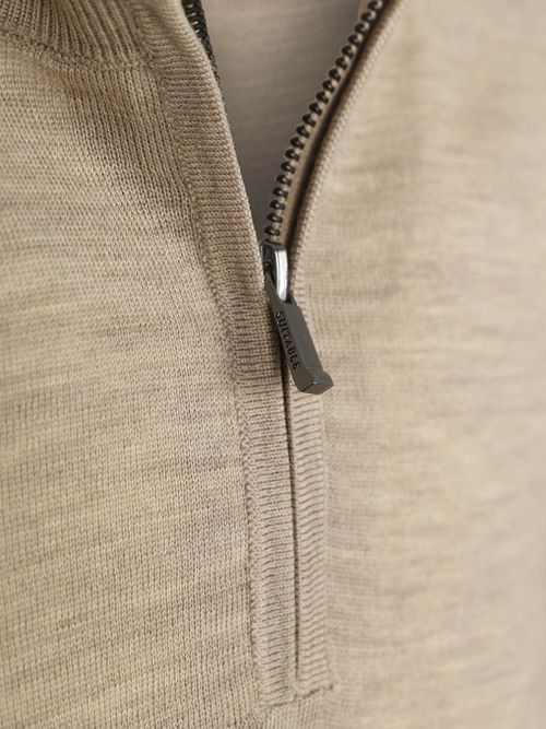 Passerende Crew Zip Merino Sand Product / Detail