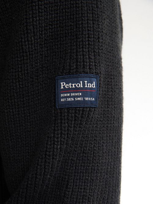 Petrol halv lynlås-pullover i mørkeblå Product / Detail