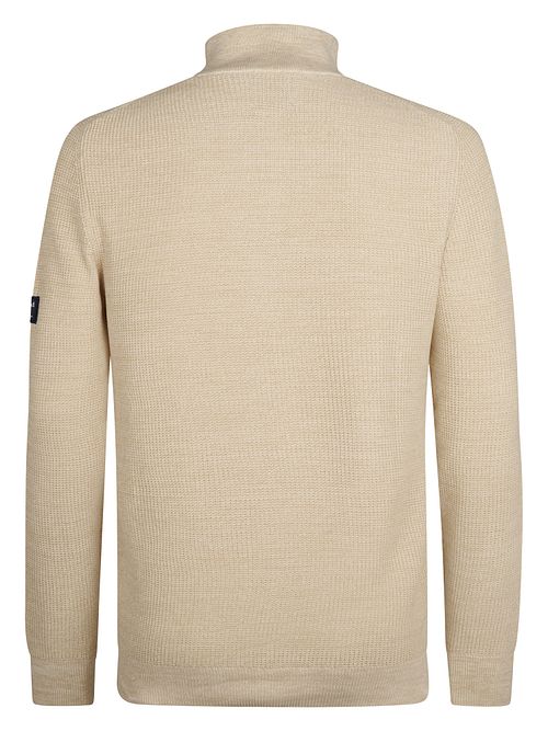 Petrol Knitted Half-Zip Sweater Nashville Beige Product / Achterkant