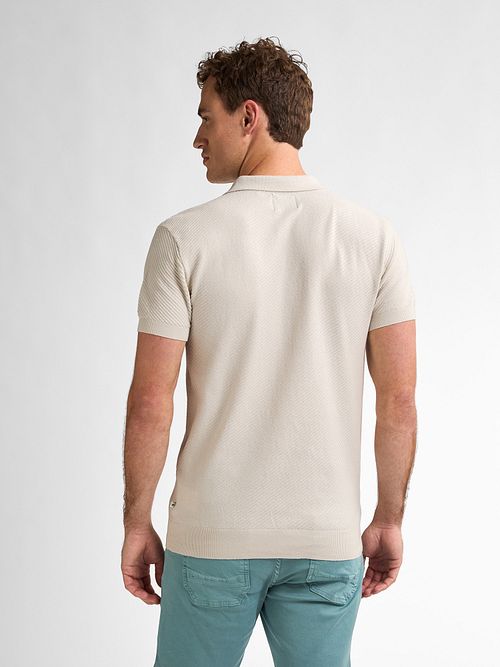 Petrol Polo Knitted Ecru Model / Achterkant