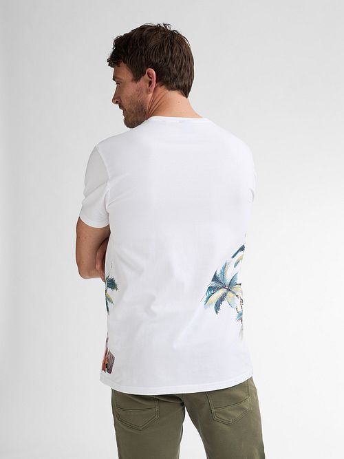 Petrol T-Shirt Islandcrest Print Hvid Model / Achterkant