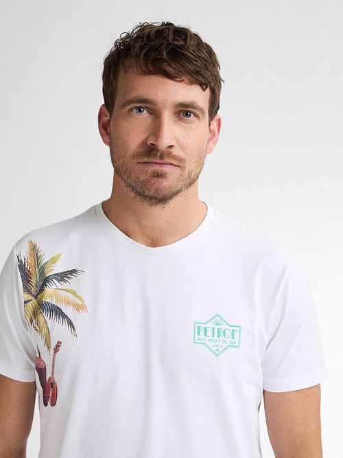 Petrol T-shirt Islandcrest Print Vit Model / Detail