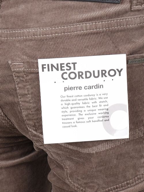 Pierre Cardin Broek Lyon Tapered Corduroy Taupe