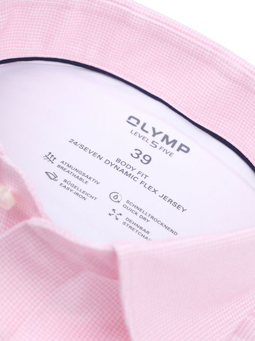 OLYMP Shirt Level 5 24/Seven Pied De Poule Pink Product / Detail