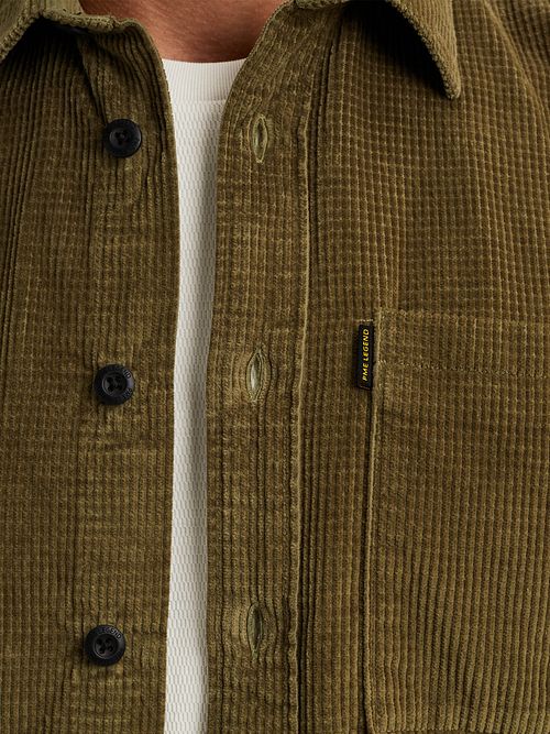 PME Legend Sobrecamisa Pana Dusky Green Model / Detail