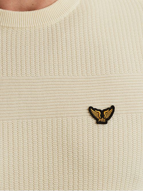 PME Legend Struktur Pullover Melange Ecru Model / Detail