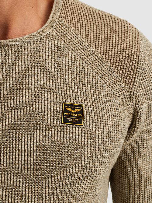 PME Legend Strikkegenser Melange Beige Model / Detail