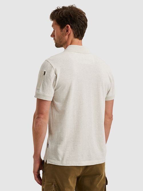 PME Legend Half-Zip Poloshirt Piqué Ecru Model / Achterkant