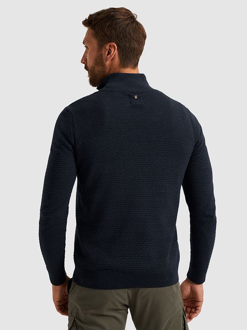PME Legend Half Zip Structure Mouliné Tröja Marinblå Model / Achterkant