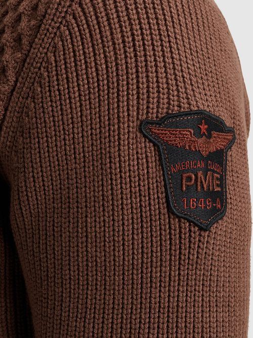 PME Legend Half Zip Structure Sweater Brown Model / Detail