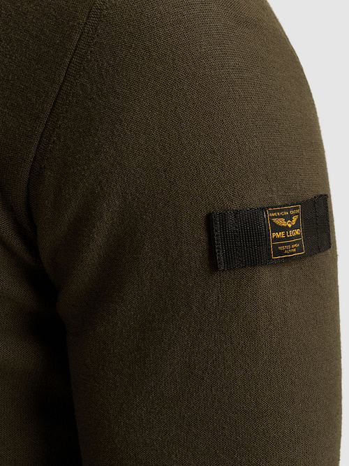 PME Legend Half Zip Sweater Beluga Grün Model / Detail