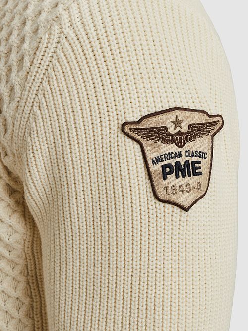 PME Legend Halv Zip Structure Tröja Kräm Model / Detail