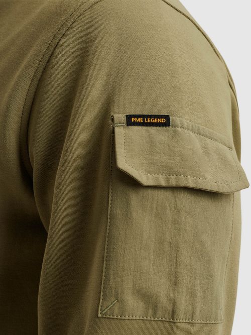 PME Legend Halvglidelås Genser Interlock Jersey Oliven Model / Detail