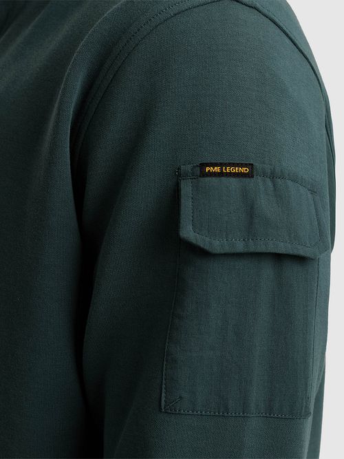 PME Legend Halvglidelåsgenser Interlock Jersey Petrol Model / Detail