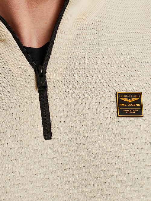 PME Legend Halvzip Structure Mouliné Trøje Ecru