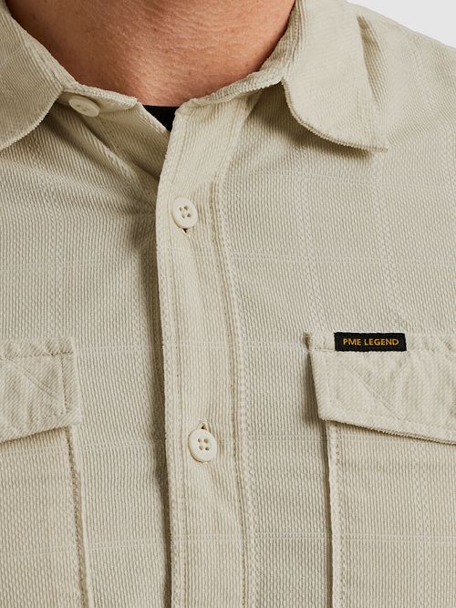 PME Legend Hemdjacke Fine Corduroy Ecru Model / Detail