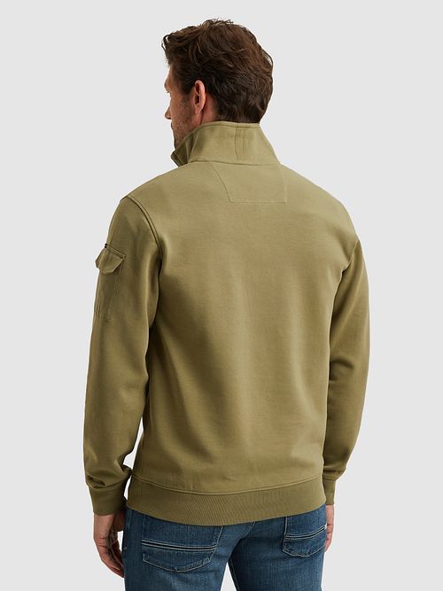 PME Legend Interlock Jersey Half Zip Olive Model / Achterkant