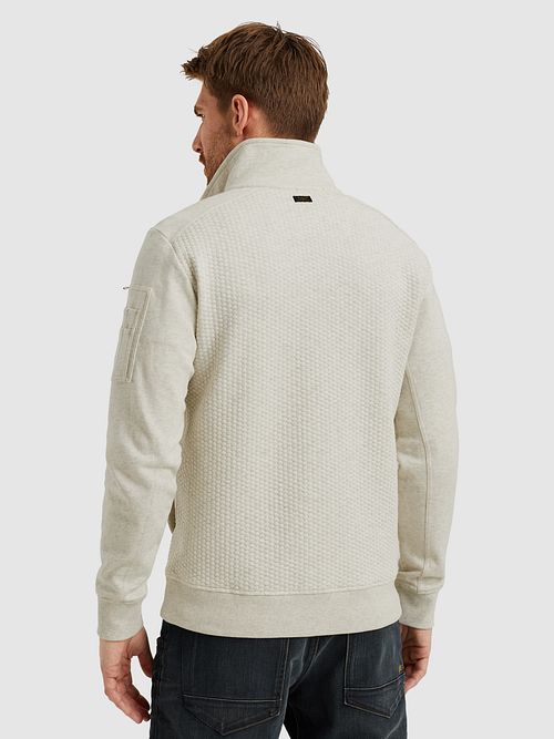 PME Legend Jacquard Interlock Kardigan Greige Model / Achterkant