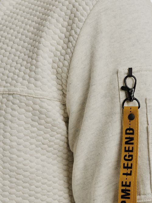 PME Legend Jacquard Interlock Kardigan Greige Model / Detail
