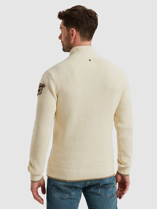 PME Legend Jersey Half Zip Structure Ecru Model / Achterkant