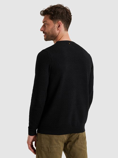 PME Legend Mouliné Structure Sweater Navy Model / Achterkant