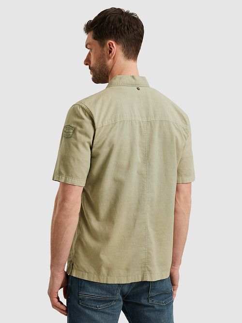 PME Legend Kortärmad Skjorta i Linneblandning Grön Model / Achterkant