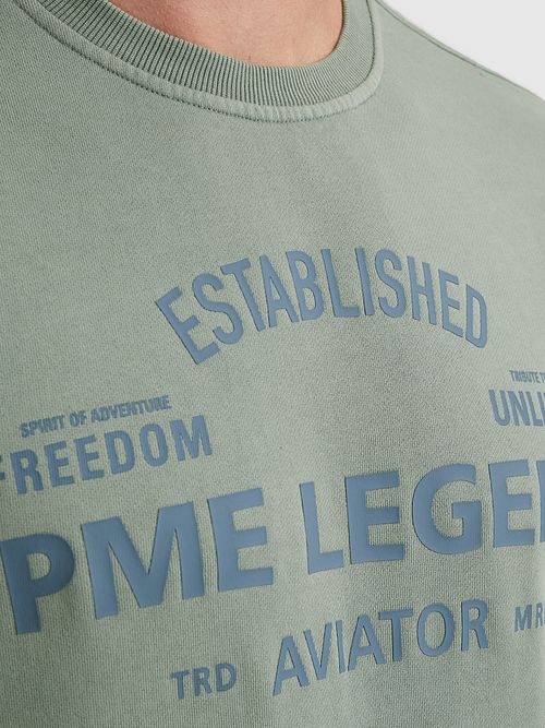 Sweater PME Legend con logo Silver Blue Model / Detail