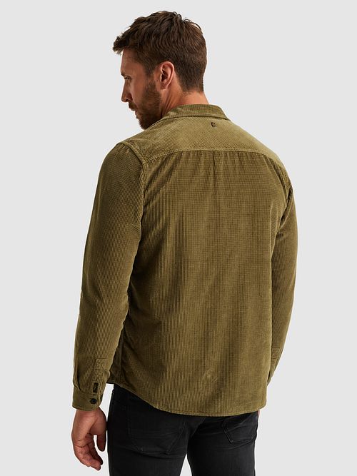 PME Legend overshirt z dobby corduroy w kolorze przygaszonej zieleni Model / Achterkant