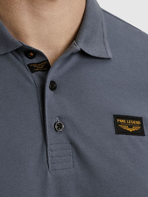 PME Legend American Classic Långärmad Polotröja i Vintage Indigo Model / Detail