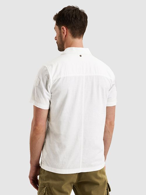 PME Legend Short Sleeve Hemd Linen Blend Wit Model / Achterkant