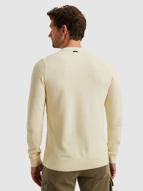 PME Legend Struktur Pullover Melange Ecru Model / Achterkant