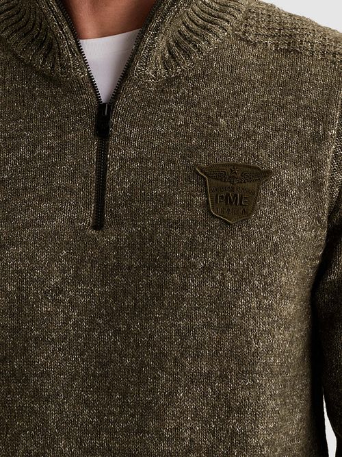 Sweter PME Legend Half Zip w kolorze szaro-zielonym Model / Detail