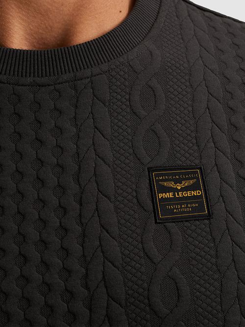 Sweter PME Legend z żakardową fakturą w kolorze antracytowym Model / Detail